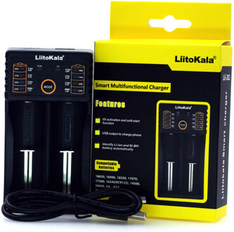 Liitokala Lii-202 18650 Lader 1.2 v 3.7 v 3.2 v 3.85 v AA 26650 10440 14500 16340 NiMH li-ion batterij smart charger 5 v 2A Plug Lii-202 en USB