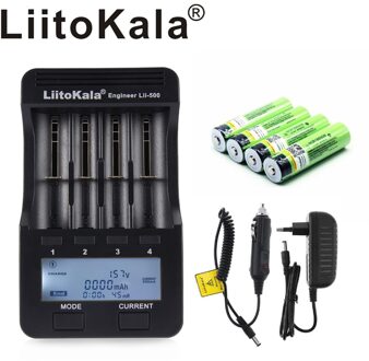 LiitoKala lii-500 3.7 V 18650 26650 charger + 4 stuks 3.7 V 18650 3400 mAh INR18650B Oplaadbare Batterij Voor zaklamp batterijen