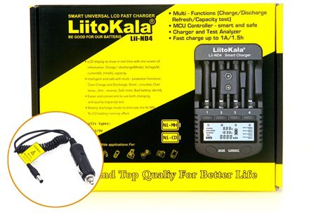 Liitokala Lii-ND4 Nimh/Cd Lader Aa Aaa Lader Lcd Display En Test Batterij Capaciteit Voor 1.2 V Aa Aaa en 9V Batterijen. lii-ND4 full reeks / EU