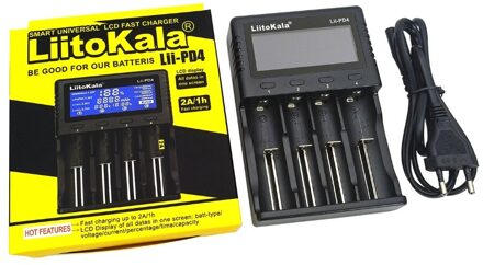 LiitoKala Lii-PD4 LCD 3.7 v 18650 18350 18500 16340 21700 20700B 20700 10440 14500 26650 1.2 v AAA NiMH lithium -batterij Oplader EU plug