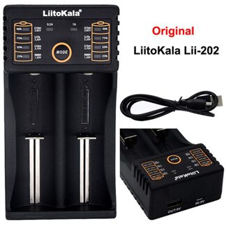 Liitokala Lii202 18650 Charger 26650 16340 14500 NiMH li-ion Batterij Smart Universal Battery Charger 5V 2A Ingang