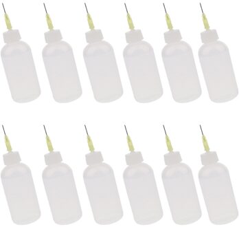 Lijm Applicator Flessen Naald Tip Liquid Dropper Vullen Flessen 50Ml (Duidelijke Witte Plastic) - 12 Stuks