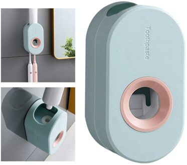 Lijm Automatische Tandpasta Squeezer Wall Gemonteerde Tandpasta Dispenser Tandenborstel Houder Rack Muur Stok Tandpasta Knijper licht blauw