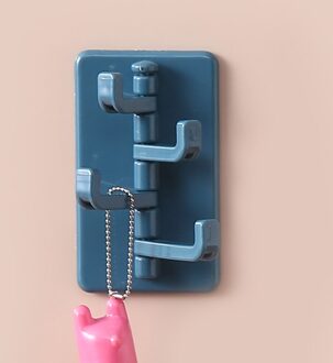 Lijm Haak Hanger Rack Naadloze Muur Haak Keuken Muur Hanger Badkamer Rack Thuis Decoratieve Houder ABS Muur Haak Gadget diep blauw