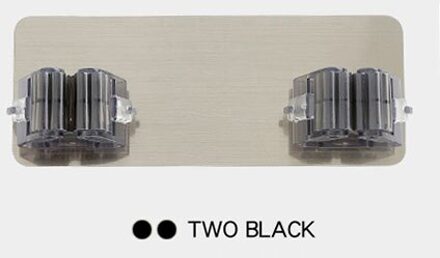 Lijm Multifunctionele Haken Wall Mounted Mop Organizer Holder Rack Stok Sterke Haak Borstel Bezem Hanger Keuken Badkamer Haken 2stk zwart