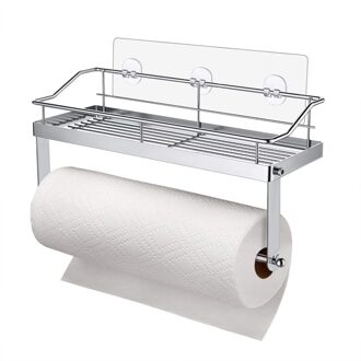 Lijm Papieren Handdoek Houder Met Legborden Muur Mand Voor Keuken Badkamer Handdoek Organizer Rack Stand Hangen Rvs
