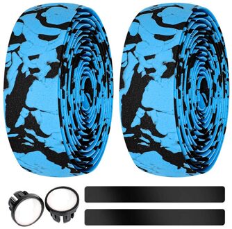 Lijm Stuur Band Road Fiets Bar Grips Wrap Tape Eva Anti-Slip Fiets Bar Grips Wrap Tape blauw zwart