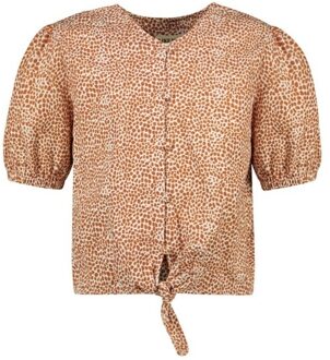 Like Flo Meisjes blouse met knoop - Camel - Maat 116
