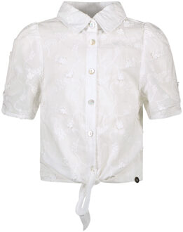 Like Flo Meisjes blouse met knoop - Off wit - Maat 164