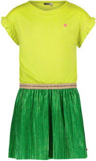 Like Flo Meisjes jurk glitter metallic - Lime groen - Maat 134