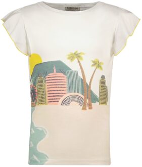 Like Flo Meisjes t-shirt beach - Off wit - Maat 116
