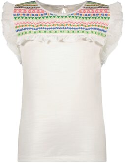 Like Flo Meisjes t-shirt fancy mesh - Groen embroidery - Maat 122
