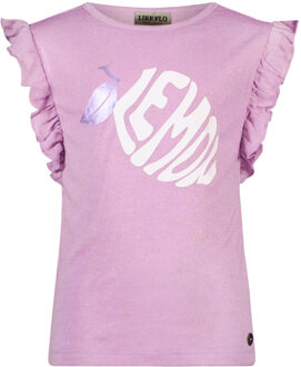 Like Flo Meisjes t-shirt slub - Lilac - Maat 122