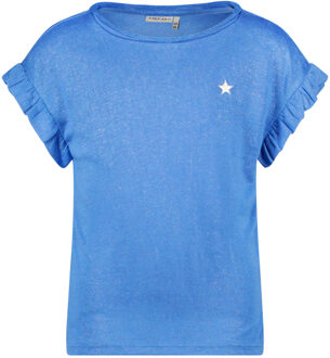 Like Flo Meisjes t-shirt slub metallic - Blauw - Maat 116
