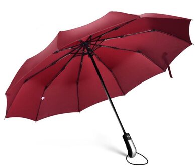 LIKE RAIN Grote Sterke Mannen Auto Paraplu Voor Vrouwelijke Parasol Winddicht Opvouwbare Paraplu Regen Vrouwen Brand Paraplu UBY10 Rood