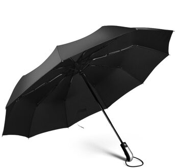LIKE RAIN Grote Sterke Mannen Auto Paraplu Voor Vrouwelijke Parasol Winddicht Opvouwbare Paraplu Regen Vrouwen Brand Paraplu UBY10 zwart