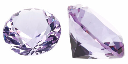 Lila paarse nep diamant 4 cm van glas - 2x - edelstenen