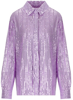 Lila Paillet Applicatie Oversized Shirt Stine Goya , Purple , Dames - M,S,Xs,2Xs