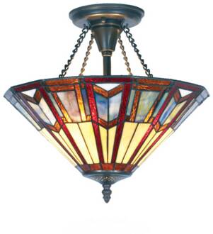 LILLIE - plafondlamp in Tiffany-stijl Antiek bruin, bont