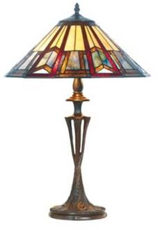 Lillie tafellamp in Tiffany stijl bruin, kleurrijk