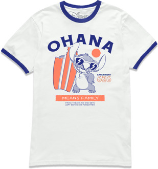 Lilo & Stitch Ohana Ringer T-Shirt - White Navy - L - White Navy