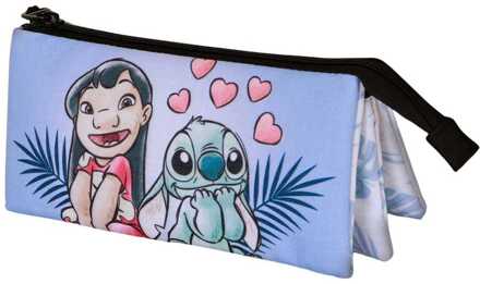 Lilo & Stitch Triple Pencil case Couple Lilac