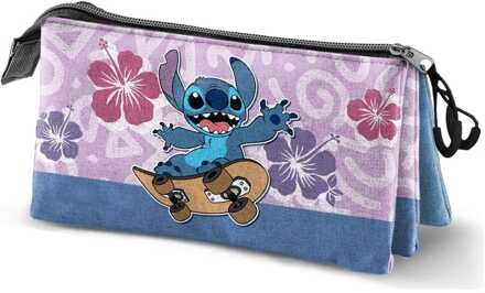 Lilo & Stitch Triple Pencil case Skate Lilac