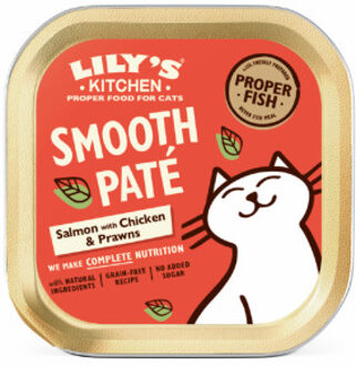 Lily's Kitchen Paté zalm met kip en garnalen natvoer kat 1 tray (19 x 85 g)