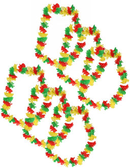 Limburg carnaval gekleurde Hawaii krans - 6x - rood/geel/groen - Carnavals accessoires