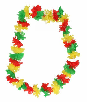 Limburg carnaval gekleurde Hawaii krans - rood/geel/groen - Carnavals accessoires Multi
