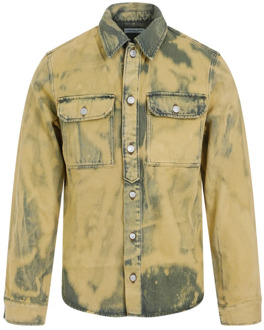 Lime Cotton Curtis Shirt Geel & Oranje Dries Van Noten , Multicolor , Heren - Xl,L,M