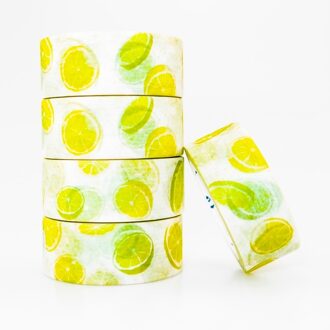 Lime Fruit Patroon Washi Afplakband Sticky Kleur Decoratieve Tape Set Diy Decoratie Kantoorbenodigdheden Plakboek 1 Pcs