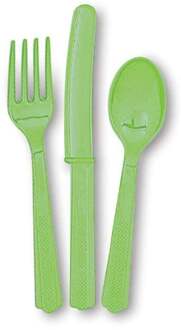 Lime Green Solid Diverse Plastic Bestek 18st