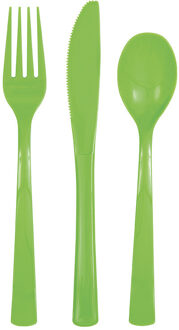 Lime Green Solid Diverse Plastic Bestek 18st