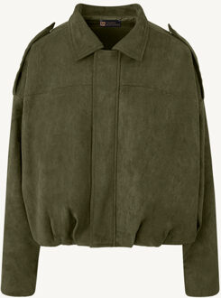Limited Oversized Suede Jacket Army Legergroen