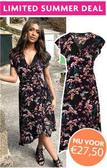 Limited Summer Deal Bloemen Jurk Midi Print Zwart