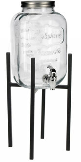 Limonade/drankdispenser op verhoger - 5 liter - transparant glas - H48 x B21 cm - Drankdispensers