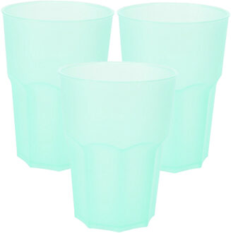 Limonade/drinkbeker kunststof - 4x - mintgroen - 480 ml - 12 x 9 cm - Bekers Rood