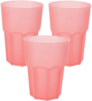 Limonade/drinkbeker kunststof - 4x - rood - 480 ml - 12 x 9 cm - Bekers