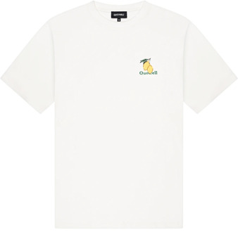Limone T-Shirt Heren Gebroken Wit/Groen Quotrell , White , Heren - Xl,S,Xs
