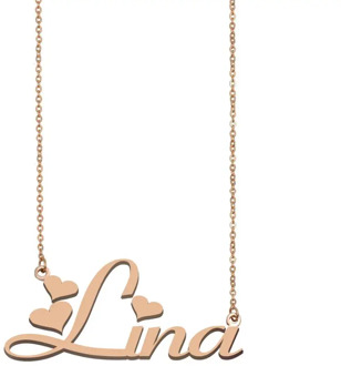 Lina Name Necklace Custom Personalized Necklaces for Women Girls Best Friends Birthday/ Mother Gold Stainless Steel Jewelry Gift