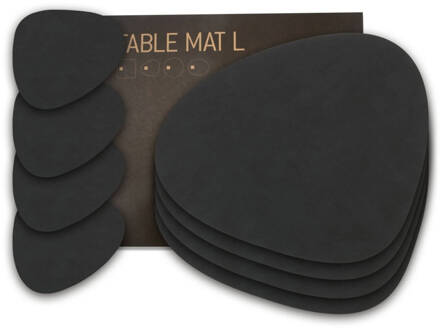 Lind Dna Nupo Curve Placemats 4 st. + Onderzetters 4 st. - Black Zwart