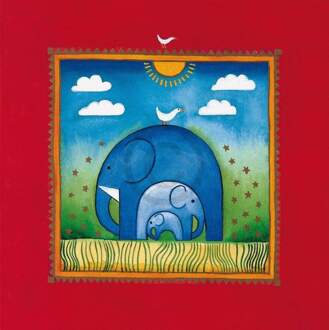 Linda Edwards - Three Little Elephants Kunstdruk 40x40cm