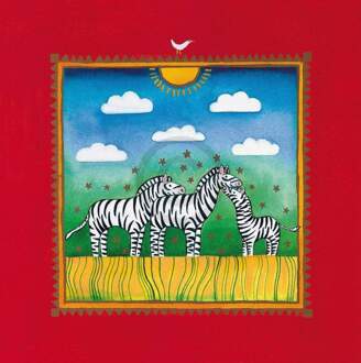 Linda Edwards - Three Little Zebras Kunstdruk 40x40cm
