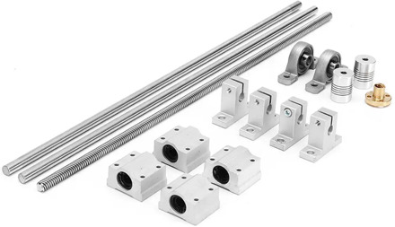 Linear Rail Shaft Rod Set Guide T8 Dual Lead Screw Slider Coupling Bearings Support Block CNC Part 200 250 300 350 400 500mm