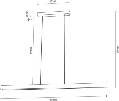 Lineo LED hanglamp grenen grijs 118cm houtgrijs, zwart