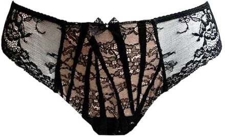 lingerie "Black Swan" Brazilian bruin/zwart met bandjes en kant