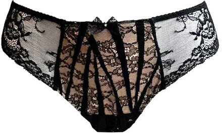 lingerie "Black Swan" Brazilian bruin/zwart met bandjes en kant