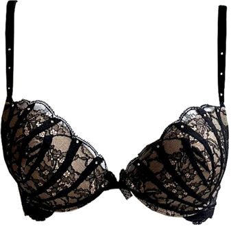 lingerie Black Swan Oil push BH zwart met bandjes en kant - 75B