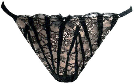 lingerie "Black Swan" Tanga bruin/zwart met bandjes en kant
